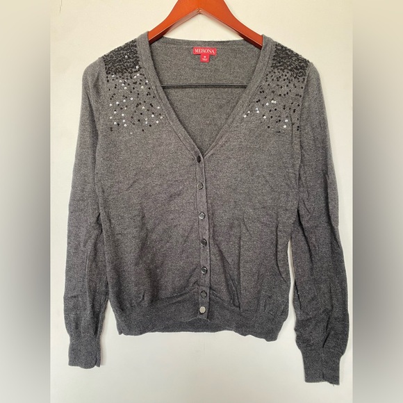 Merona- Basic Grunge Grey Long Sleeve Button Up Cardigan Work Wear - Size M -E17 - Picture 1 of 16
